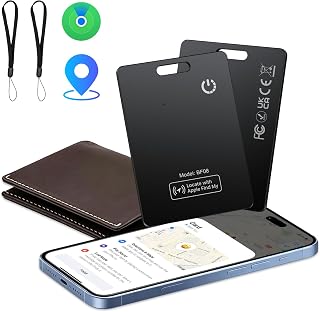 Wallet Tracker Card 2 Pack, Air Tracker Tag Works with Apple Find My (iOS Only), Rechargeable Bluetooth Tracker Card for Wallet Luggage Suitcase, Bag, Passport, Black