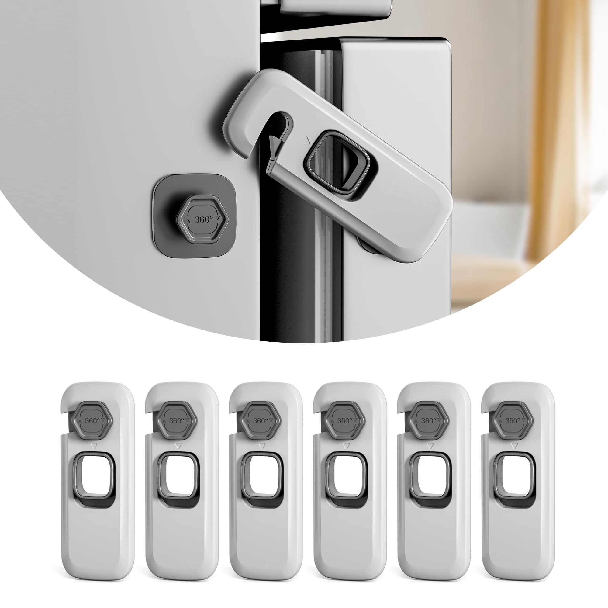 6 Pack Fridge Lock, Freezer Door Lock Child Safety, 3M Adhesive Hold | Sticky Ad