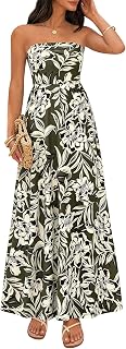 PRETTYGARDEN Sleeveless Floral Summer Maxi Dresses for Women 2026 Tube Top Flowy Long Dress Tropical Beach Vacation Clothes