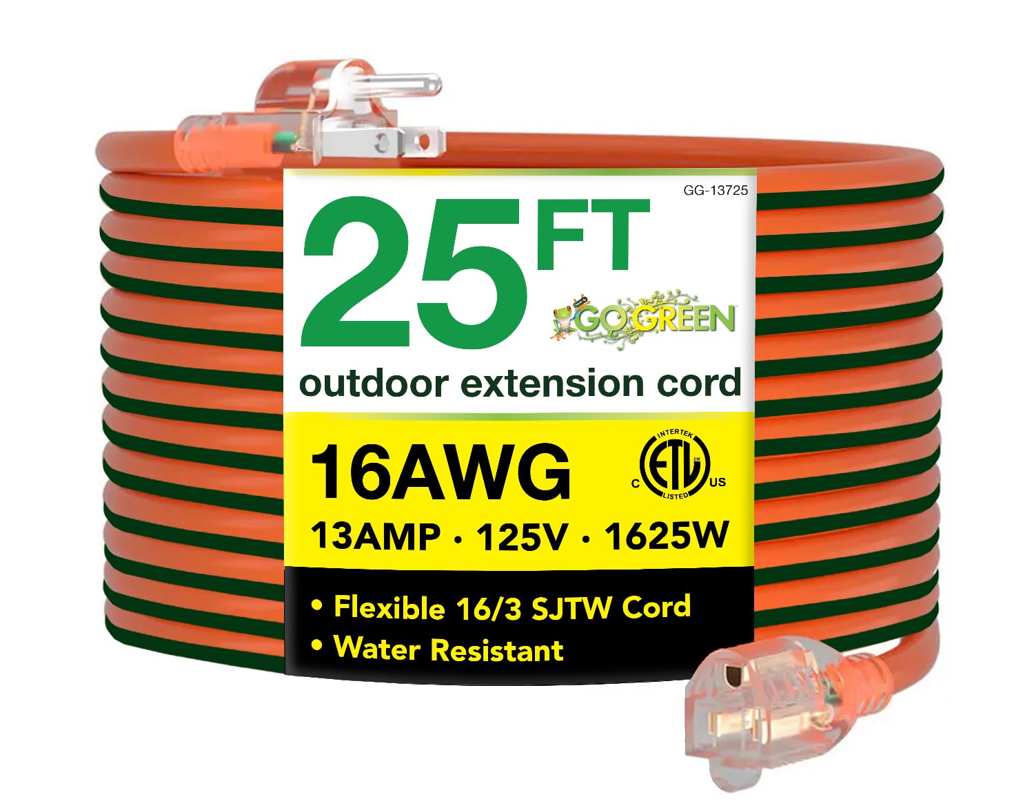 Go Green Power Inc. 16/3 25ft Outdoor Extension Cord with Lighted End - Contract