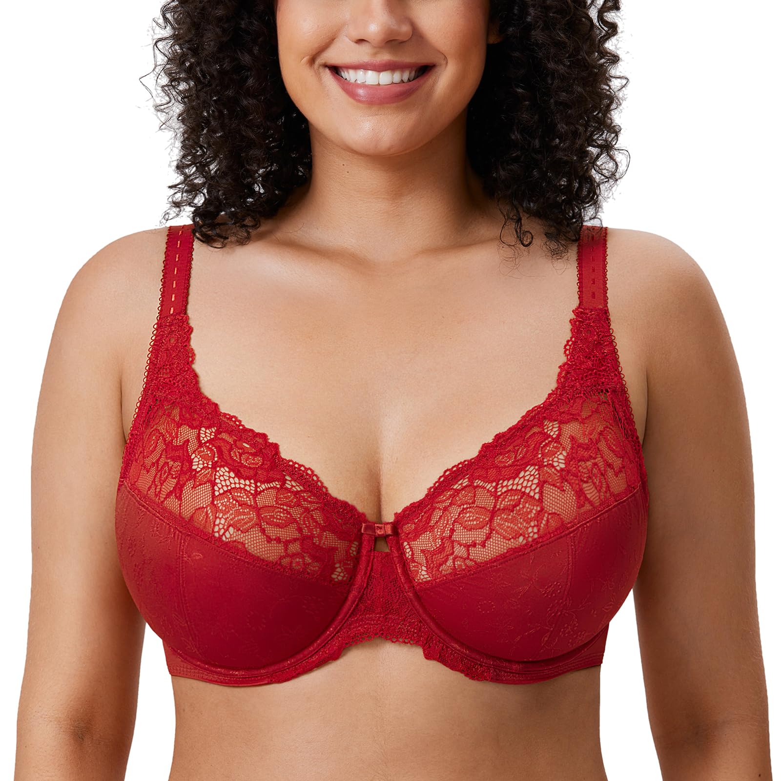 DELIMIRA Women's Plus Size Lace Bra