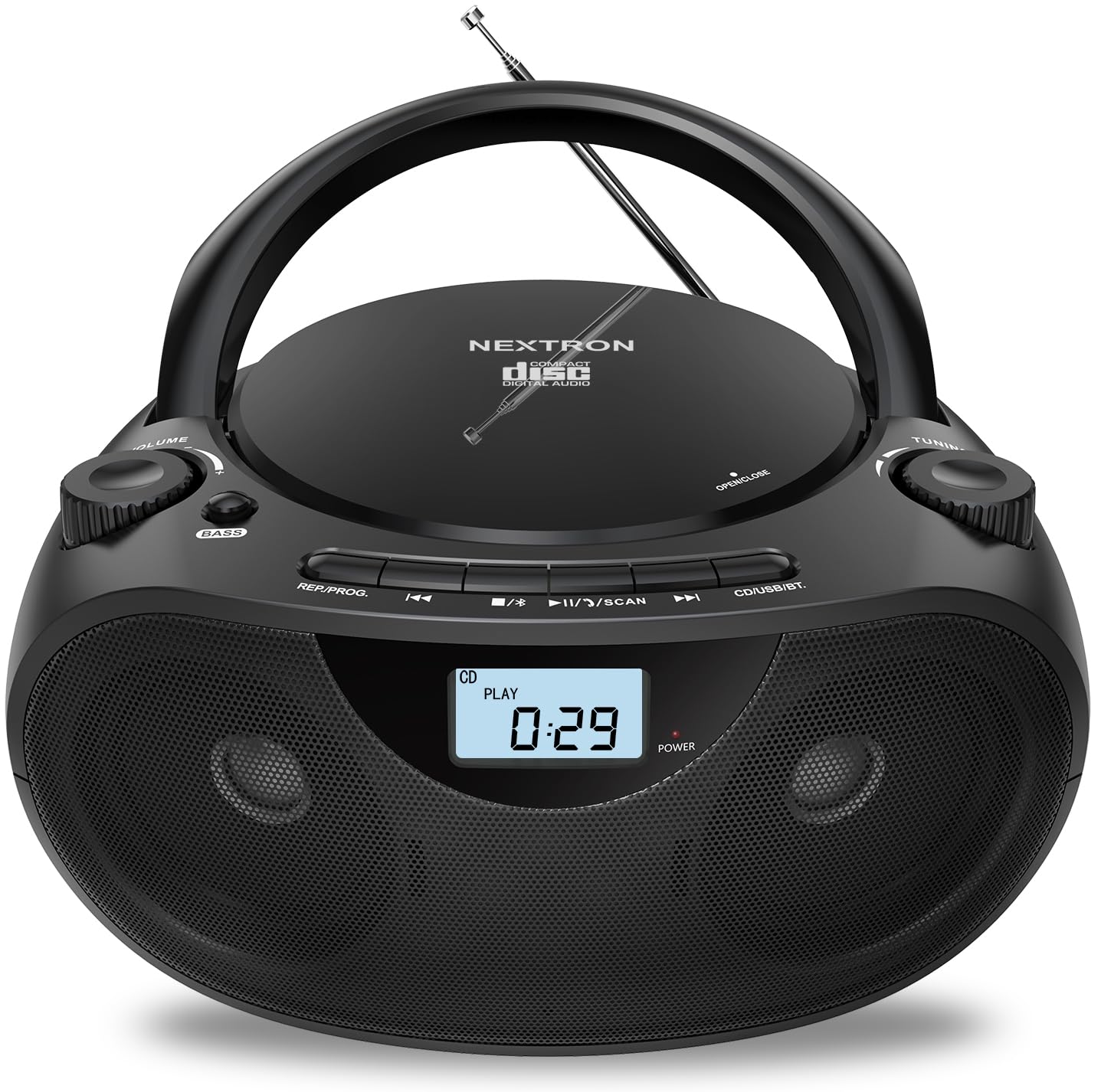Nextron Portable CD Player Boombox with Bluetooth, AM/FM Radio & USB | CD-R/RW, 