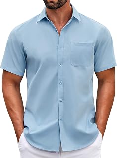 COOFANDY Men's Short Sleeve Casual Button Down Summer Pocket Shirts