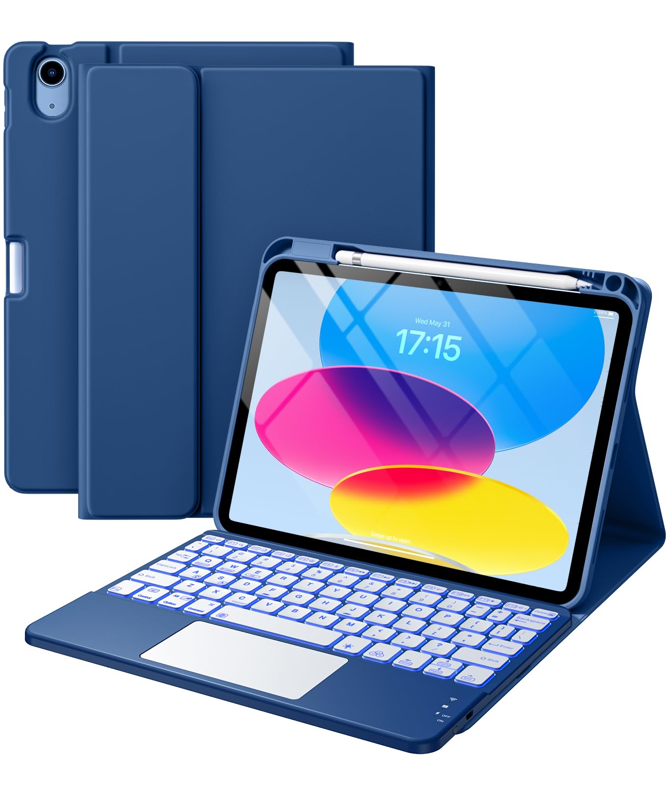 Harvopu for iPad A16 11th/10th Generation Case with Keyboard, Folio Cover | Mult