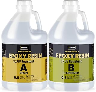 TAKIMO 1 Gal 3X UV Resistant Crystal Clear Epoxy Resin Kit, 1:1 High Gloss | Non-Yellowing Formula, Bubble-Free, Self-Leveling, Art, Crafts, Jewelry, Casting, Coating and Tabletop Projects