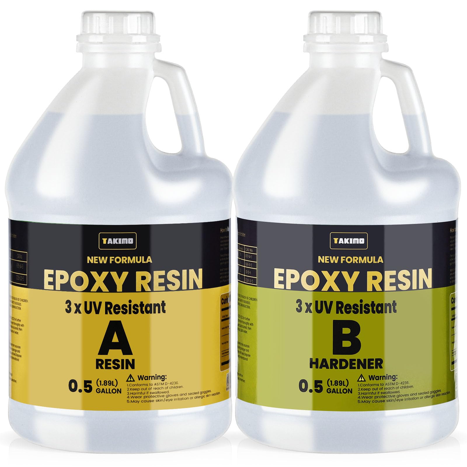 TAKIMO 1 Gal 3X UV Resistant Crystal Clear Epoxy Resin Kit, 1:1 High Gloss | Non