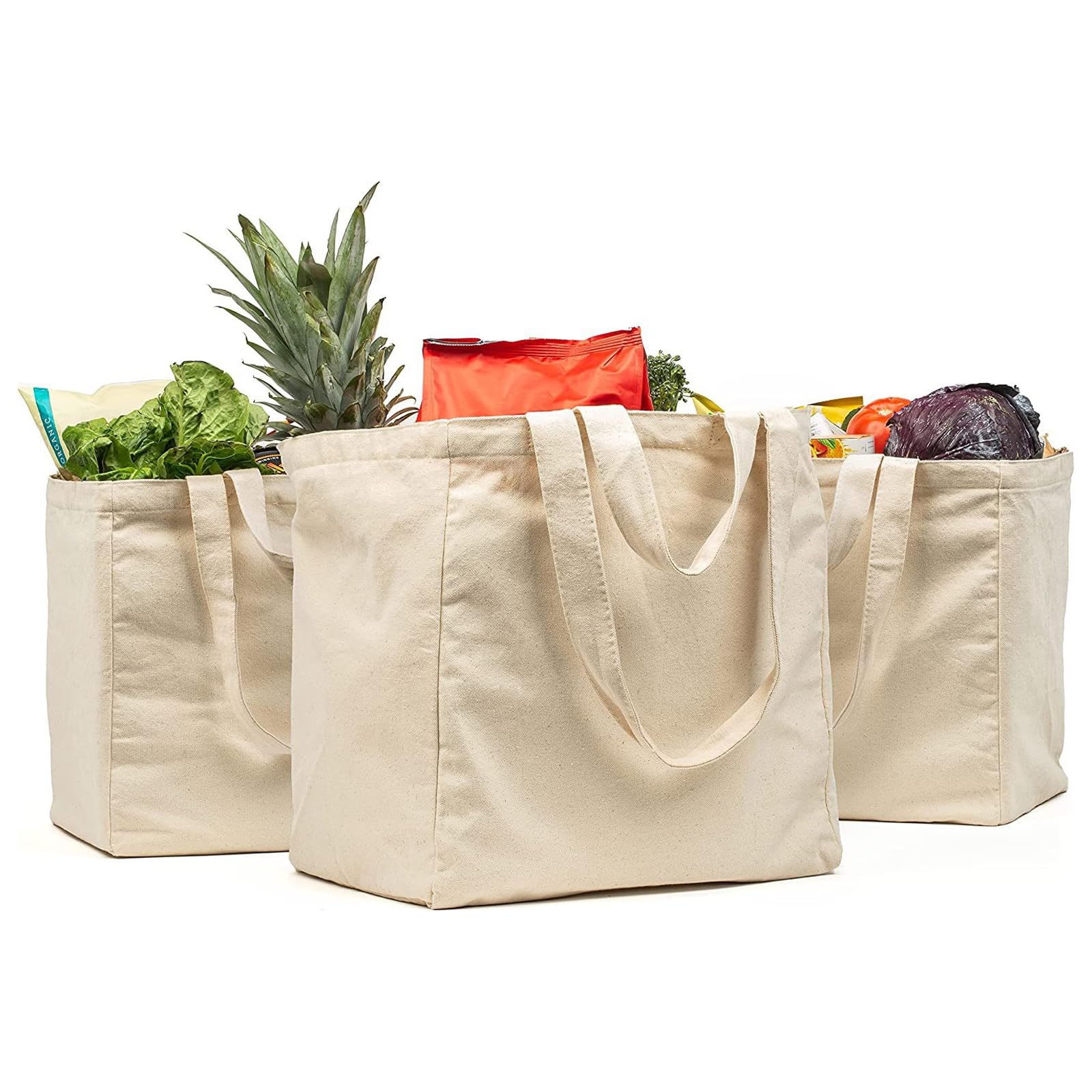 Diadem Canvas Grocery Bags, Reusable Tote Bag, Washable Cloth Bags for Groceries