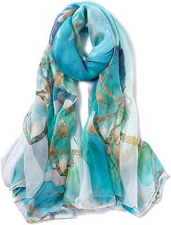 Women's 100% Silk Floral Print Large Scarf Shawl Ultralight Breathable Elegant Gift 175 x 110 cm