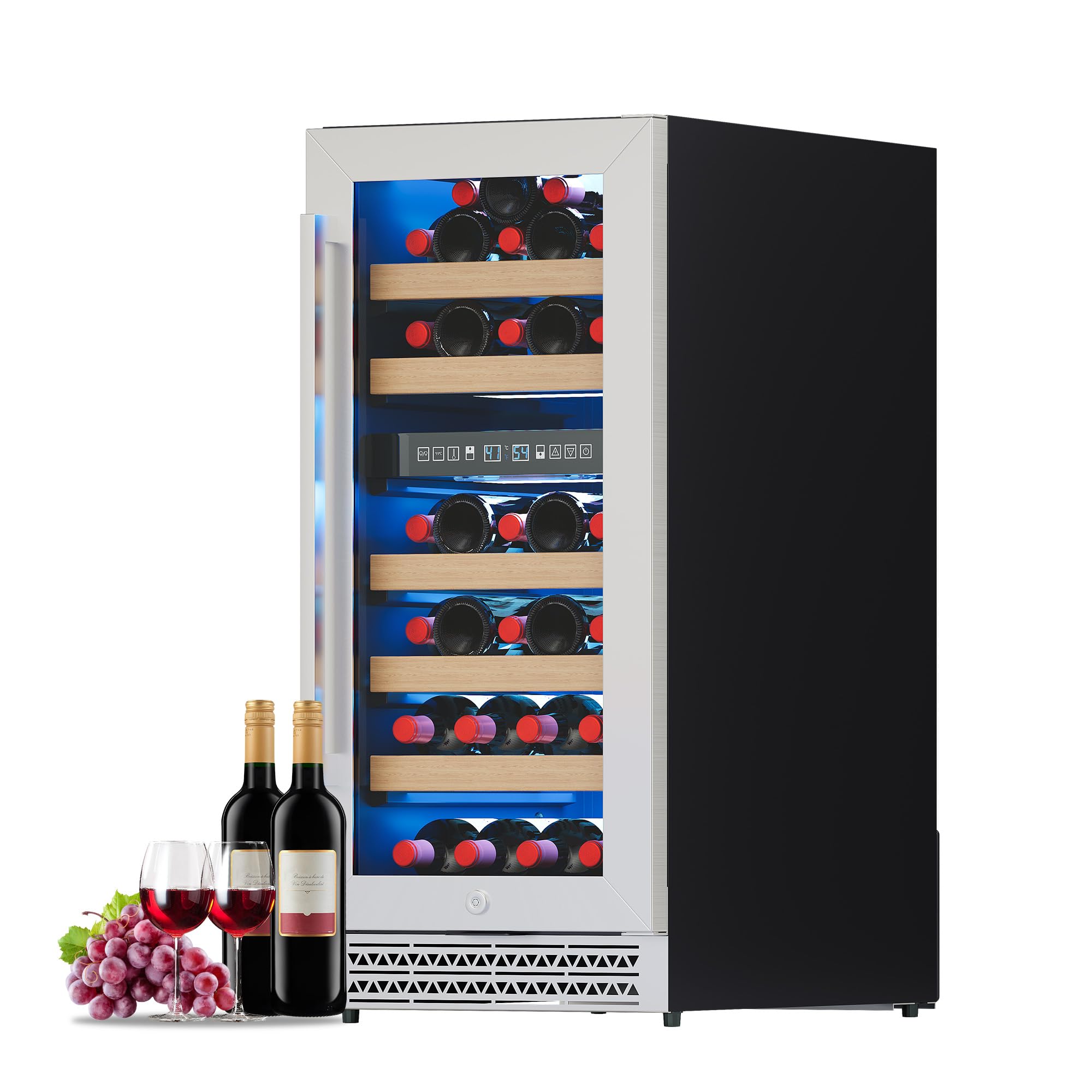 Albott 15 Inch Wine Fridge, Dual Zone 31 Bottle Wine Cooler | with Digital Tempe