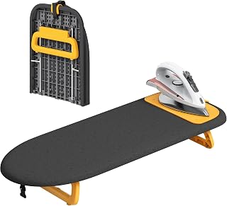 APEXCHASER Small Ironing Board with Iron Mat, Tabletop Iron Board, Black | 12 x 32 inches, Foldable Mini Iron Board for Easy Storage, Suitable for Laundry Rooms, Bedrooms, Dormitories, Travel
