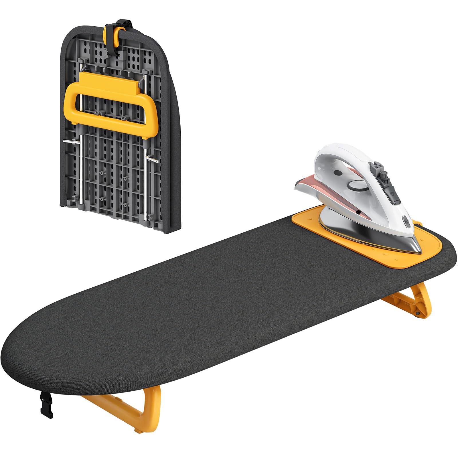 APEXCHASER Small Ironing Board with Iron Mat, Tabletop Iron Board, Black | 12 x 