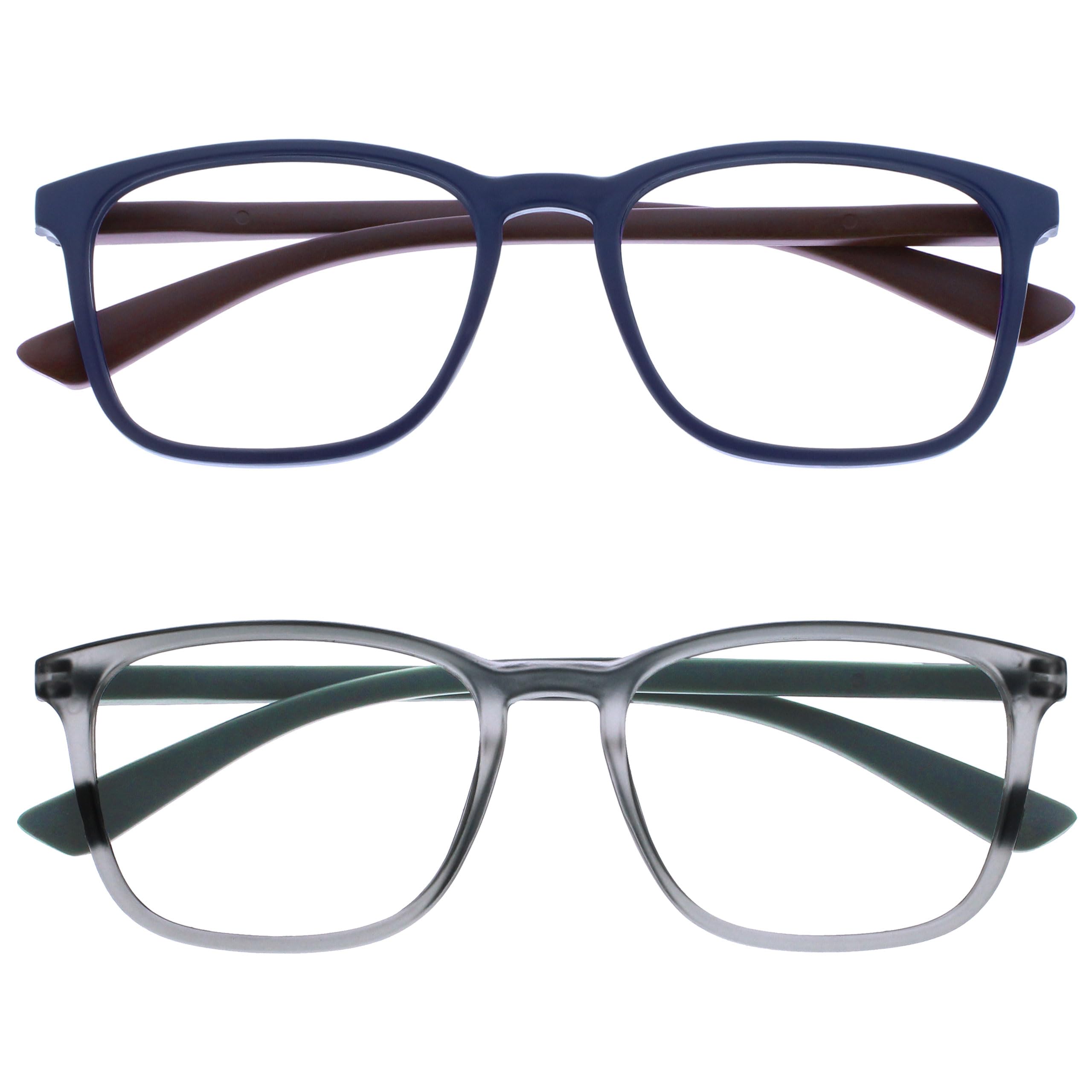 OPULIZE Max Unisex Classic Rectangle Frame, 2 Pack - Blue/Grey, One Size
