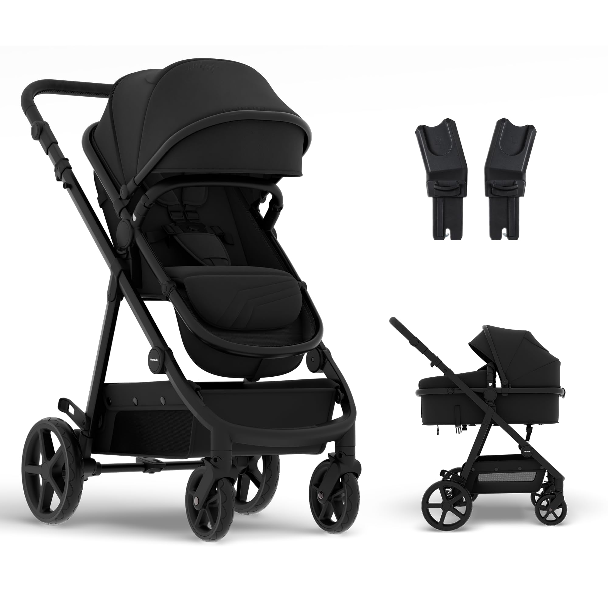 Mompush Meteor2 Baby Stroller Bassinet Stroller, Car Seat Adapter Included | Rev
