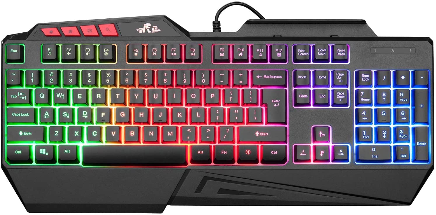 Rii Mechanical Feeling Gaming Keyboard,USB Keyboard with Wrist Rest | RK202 RGB 