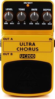 Behringer ULTRA CHORUS UC200 Ultimate Stereo Chorus Effects Pedal, Yellow
