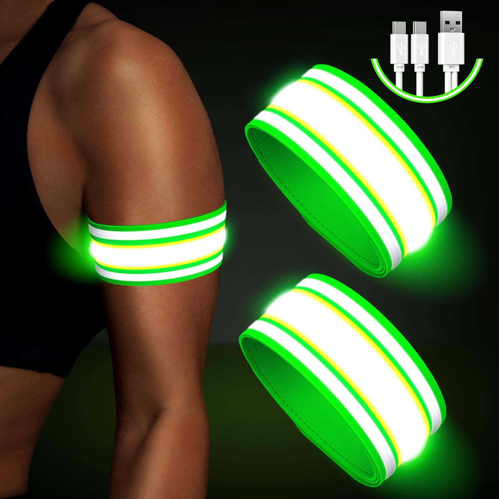 Light Up LED Armband for Running Walking at Night,Reflective Arm Bands for Runne