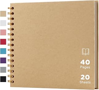 potricher 8 x 8 Inch DIY Scrapbook Album 40 Pages with Kraft Paper, Yellow | Thick Kraft Paper Scrap Book Photo Albums, Memory Book for Wedding, Anniversary, Baby, Family, Travel, DIY Projects