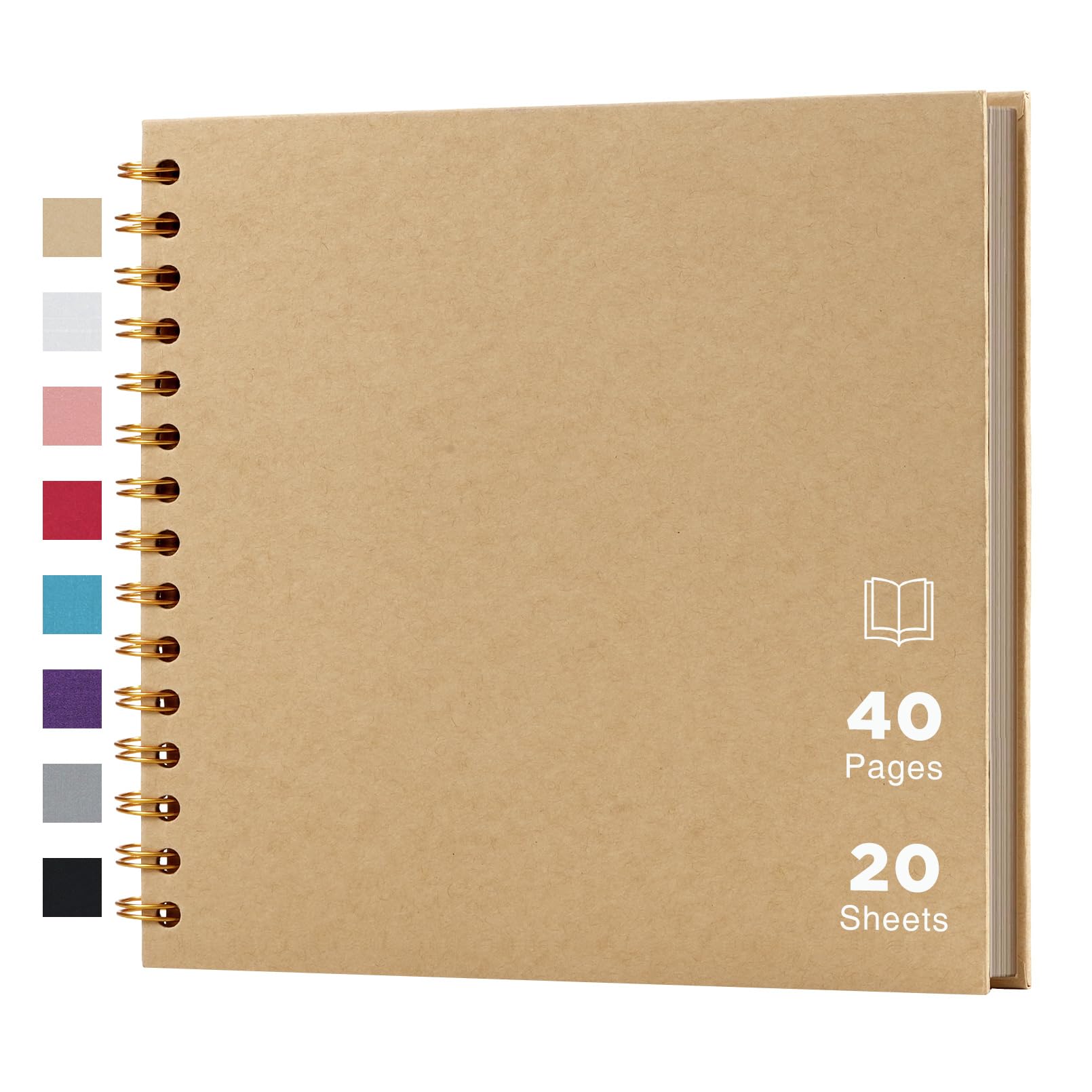 potricher 8 x 8 Inch DIY Scrapbook Album 40 Pages with Kraft Paper, Yellow | Thi