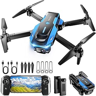 Drone with 1080P Camera - Foldable Remote Control RC Quadcopter FPV Drone | Camera Drone with Gesture Control, 3D Flip, One Key Start, Emergency Stop, 2 Batteries, Toy Drone for Kids Adult Beginners