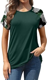 Women's Loose Fit Raglan Sleeve Rayon T-Shirt Casual Summer Tunic Tops Trendy
