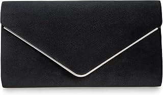 IXEBELLA Faux Suede Evening Bag for Women New Classic Velvet Formal Clutch Purse for Prom/Wedding/Black-Tie Events