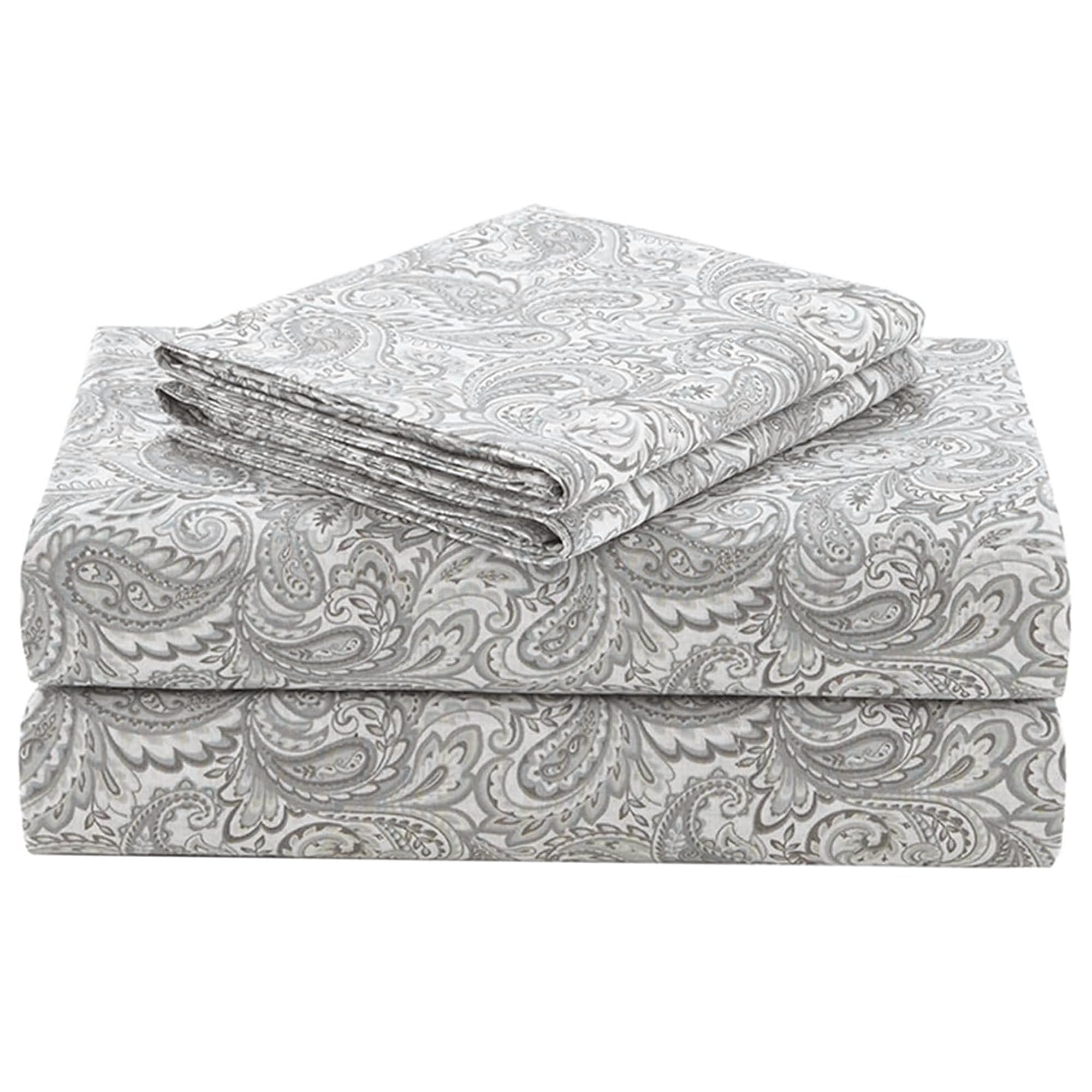 Comfort Spaces 100% Cotton Percale Sheets Queen Size 4 Piece, Paisley Multi | Cr