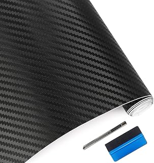 LZLRUN 3D Black Carbon Fiber Car Vinyl Wrap Self-Adhesive Film 1ft x 5ft | 3D carbon fiber texture, With Install tools, Air Release, Repositionable self-adhesive, For car moto dashboard furniture