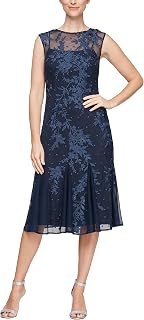 Alex Evenings Women's Short Floral Embroidered Cocktail Sheath Dress, Wedding Guest, Formal Gown (Petite and Regular Sizes)