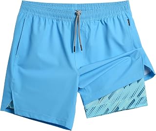 maamgic Mens Gym Shorts 7 Crotch Stretch Lining 2 in 1 Workout Shorts Men Quick Dry Athletic Running Shorts