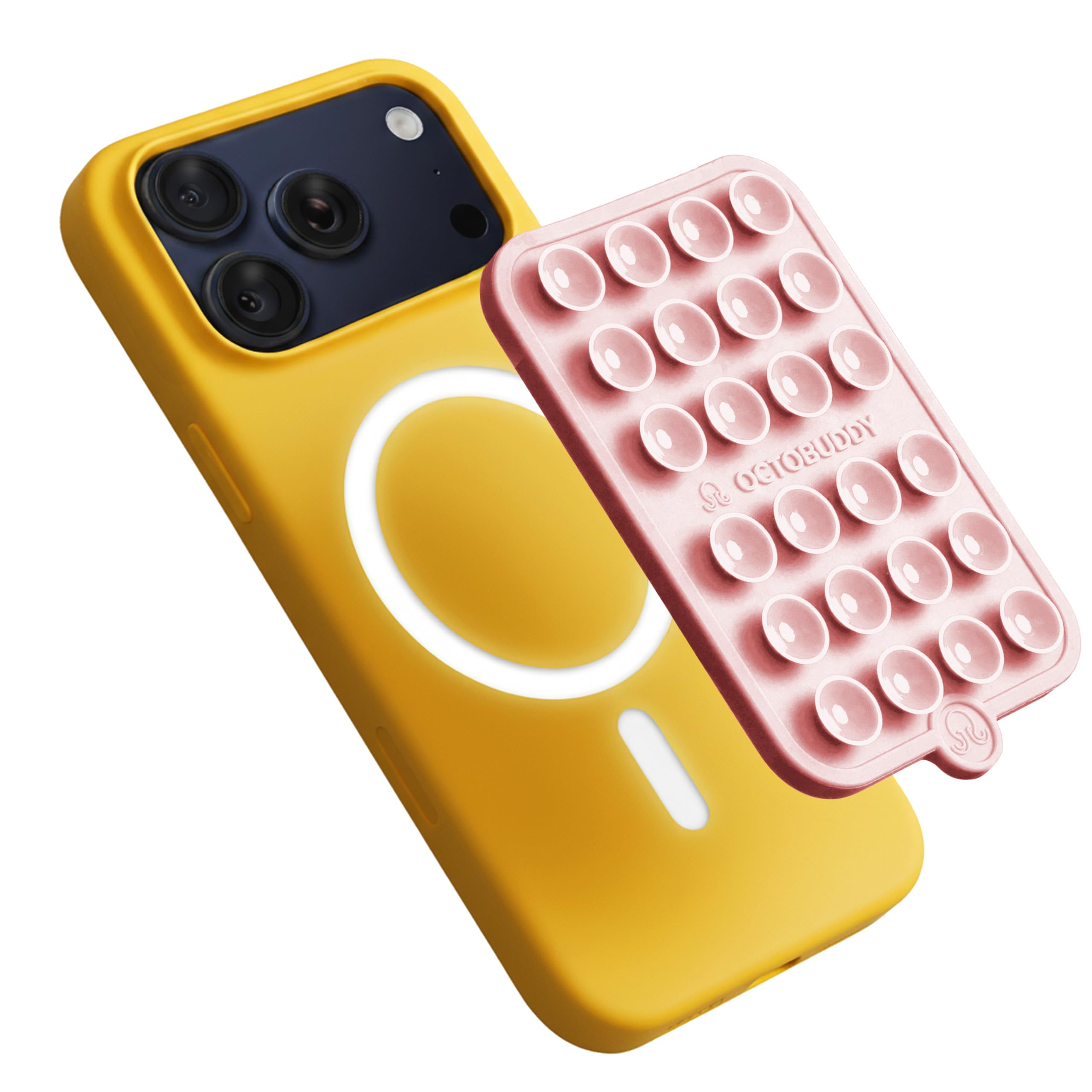 OCTOBUDDY Magnet - Dual Magnetic & Suction Phone Mount - Chalk Pink | MagSafe-Co