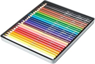 Amazon Basics Coloured Crayons in Tin Box, Pack of 24 - Assorted Colours