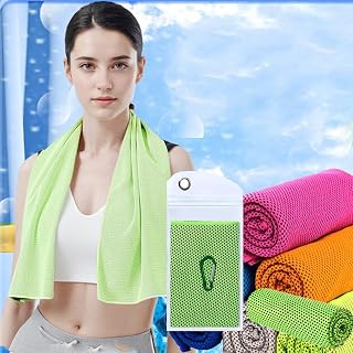 Cooling Towel (47"x12") Ice for Neck, Microfiber, Soft Breathable Chilly Towel for Yoga, Sports, Golf, Gym, Camping(Green)