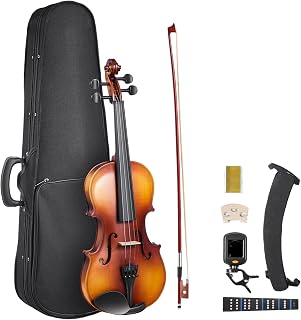 VEVOR Violin 4/4 Full Size for Adults, Violin Fiddle Set for Beginners with Hard Case, Rosin, Bow, Shoulder Rest, Bridge, Tuner and Extra Strings, Professional Musical Instruments for Student (Brown)