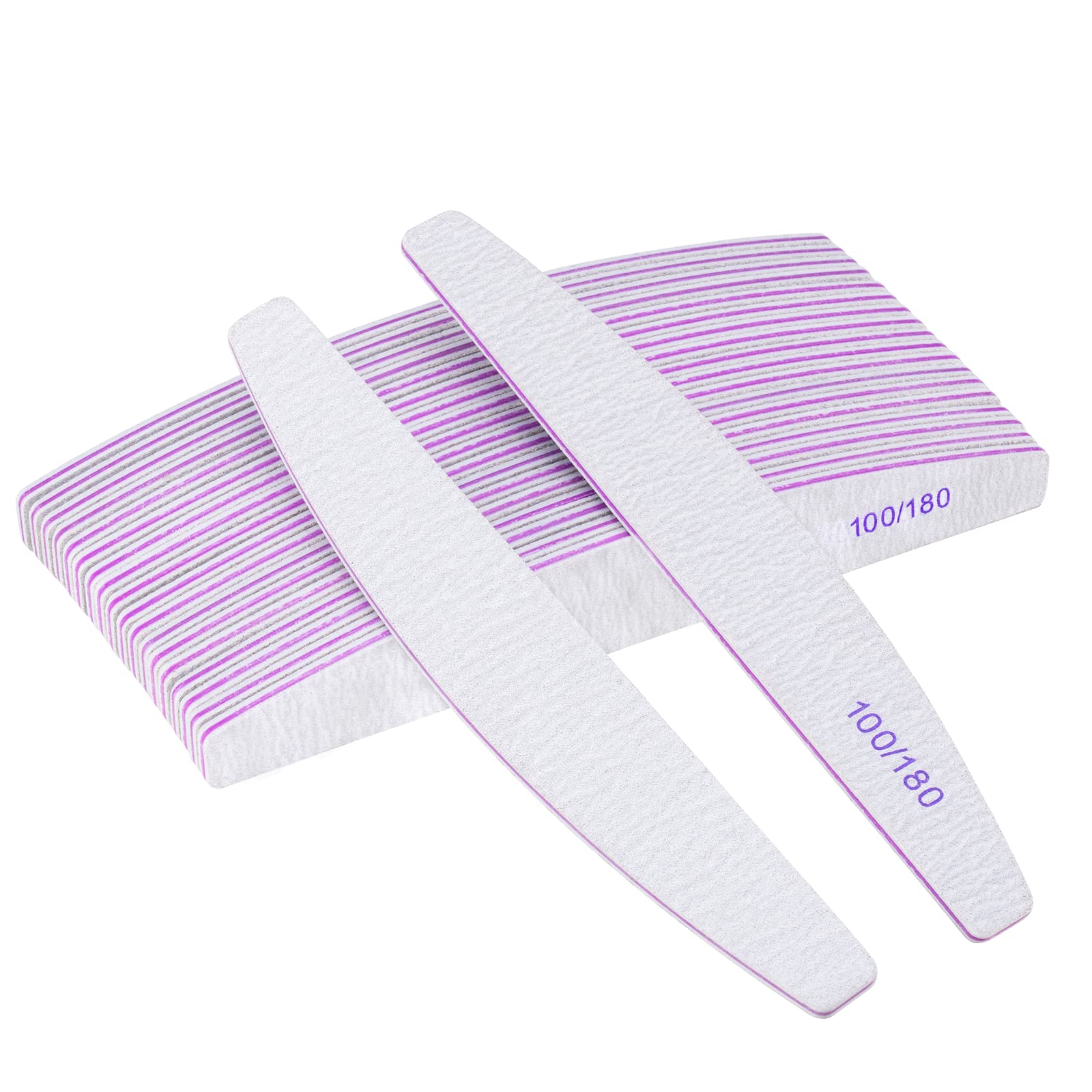 20 x Reusable Double-Sided Nail Files 100/180 Grit for Manicure