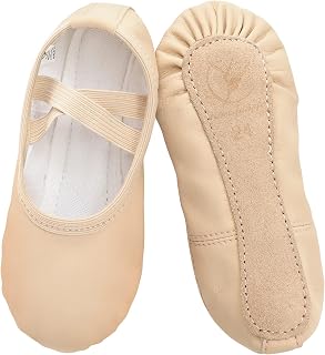 Leather Ballet Shoes Girls Ballet Slippers Dance Shoes with Whole Leather Sole for Children Women Size 22-40 Pink Beige Black