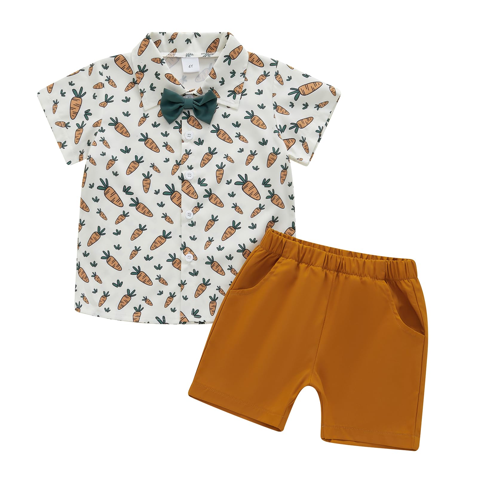 2-6 Years Old Toddler Boy Easter Outfit Short Sleeve Carrot Shirt with Shorts Se