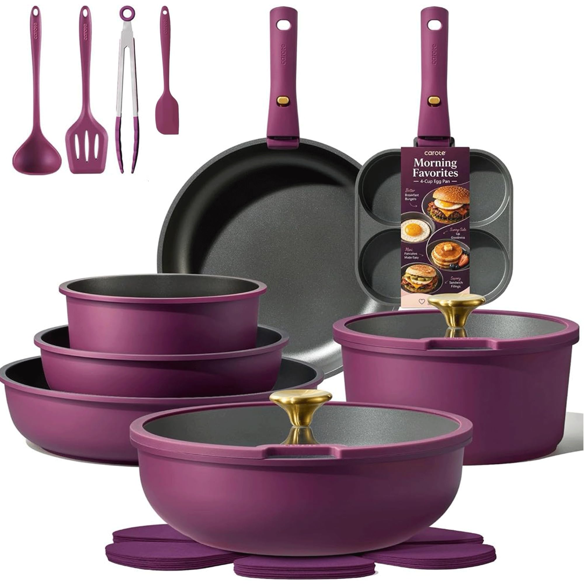 CAROTE 21pcs Pots and Pans Set Non Stick, Detachable Handle Cookware Sets | Ultr
