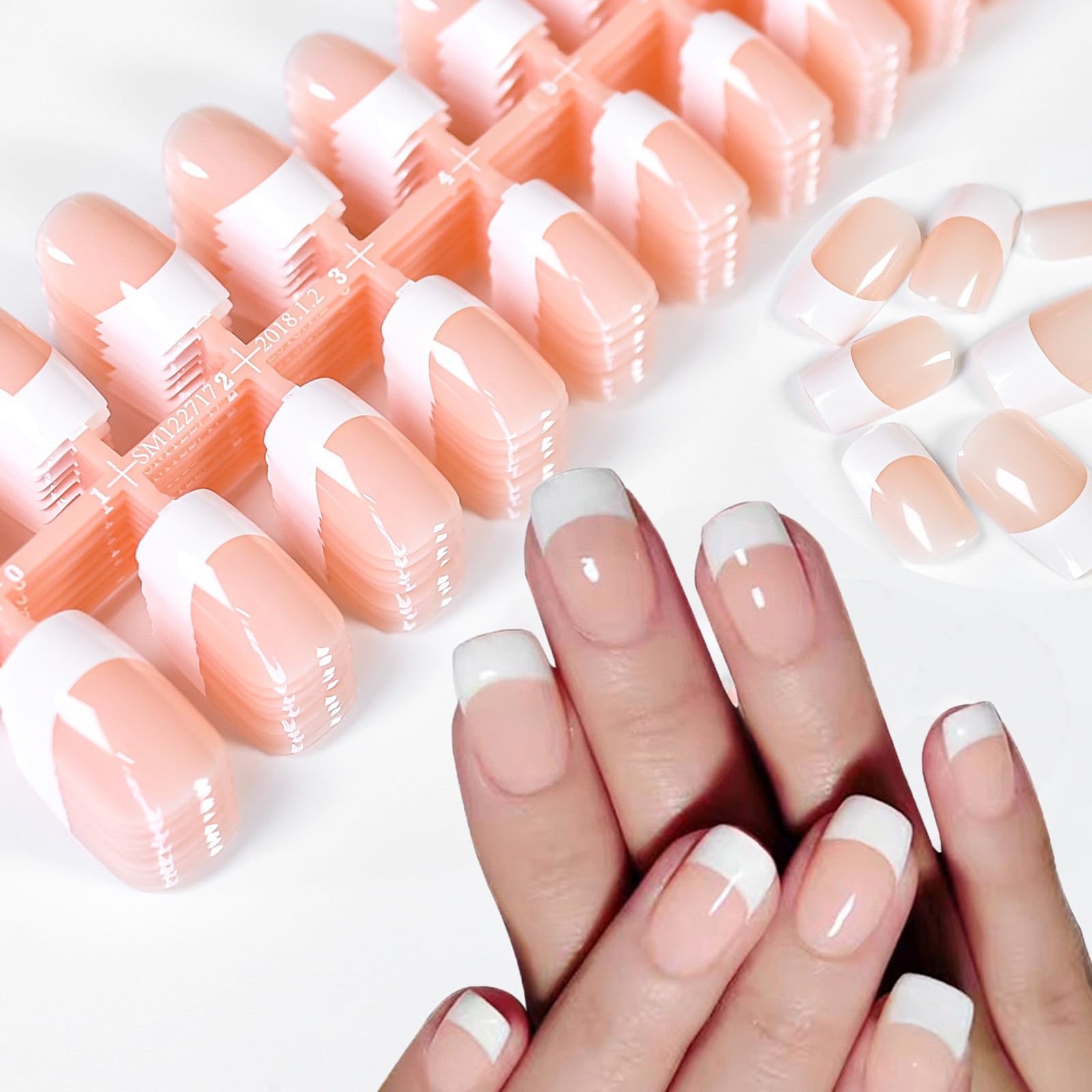 120pcs Medium Length Press-On Nails 5pcs Pre-Designed French Fake Nails Salon Po