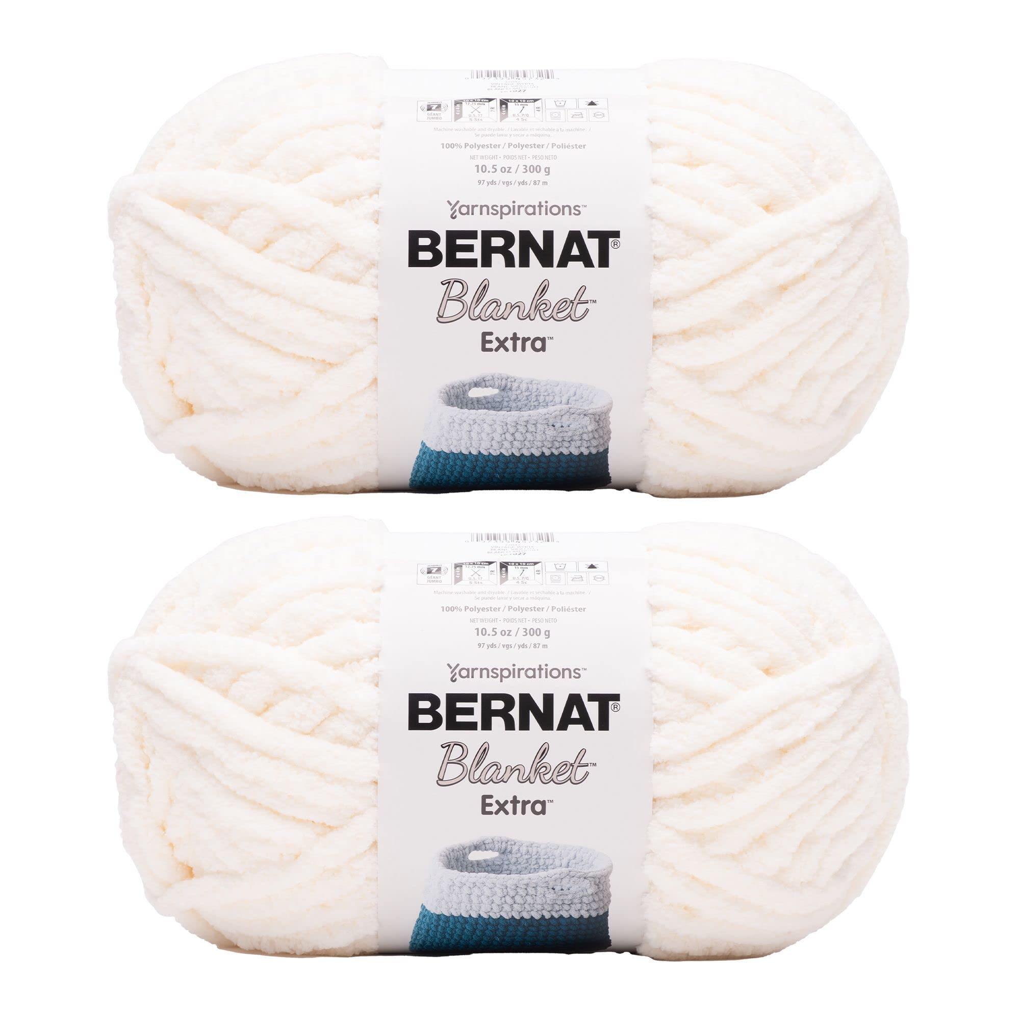 Bernat Blanket Extra Vintage White Yarn - 2 Pack of 300g/10.5oz - Polyester - 7 