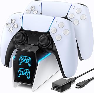OIVO PS5 Controller Charger with Fast Charging AC Adapter, PS5 Controller Charging Station Stand for PlayStation 5, Docking Station Replacement for PS 5 Accessories Kits