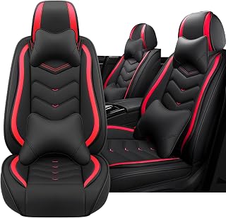 Car Seat Cover for GMC Yukon 2000-2026, Driver's Seat Covers,Non-Slip Waterproof seat Cover,Wear-Resistant Nappa Leather car seat Covers. (Luxury 2 Seats/Black Red)