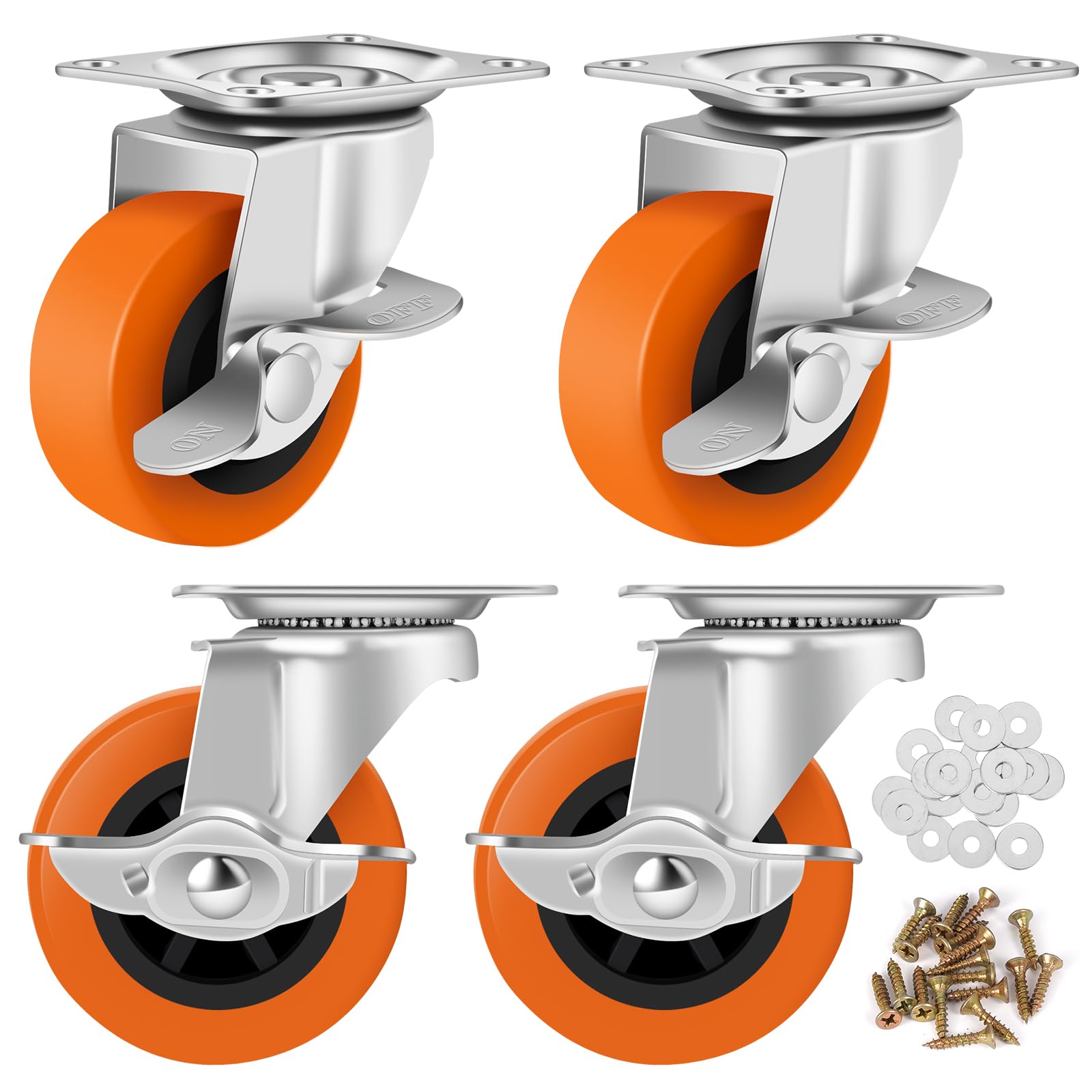 BOSGEOT Caster Wheels,3 Inch Casters Set of 4,Heavy Duty Caster with Brake | Loc