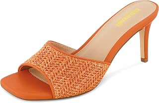 CUSHIONAIRE Sandalo Elegante con Fascia Evie da Donna + Memory Foam e Ampie larghezze Disponibili, Rafia Arancione 39 EU