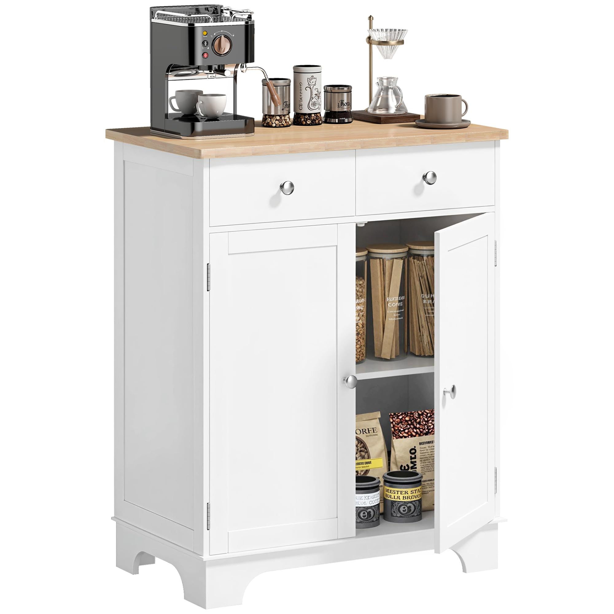 HOMCOM Sideboard Buffet Cabinet with 2 Drawers, 2 Doors, 27", White | Storage, A