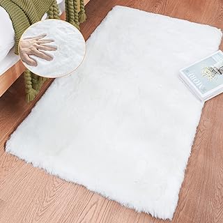 ORINOVA Bedroom Rug, White, 60 x 90 cm, Living Room, Soft, Small, Modern, Washable, Rectangular Rug