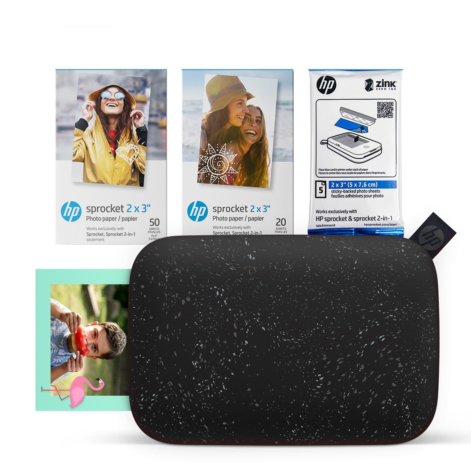 HP Sprocket Instant Photo Printer 2x3 for Smartphones (75 Sheets Pack) - Wireles