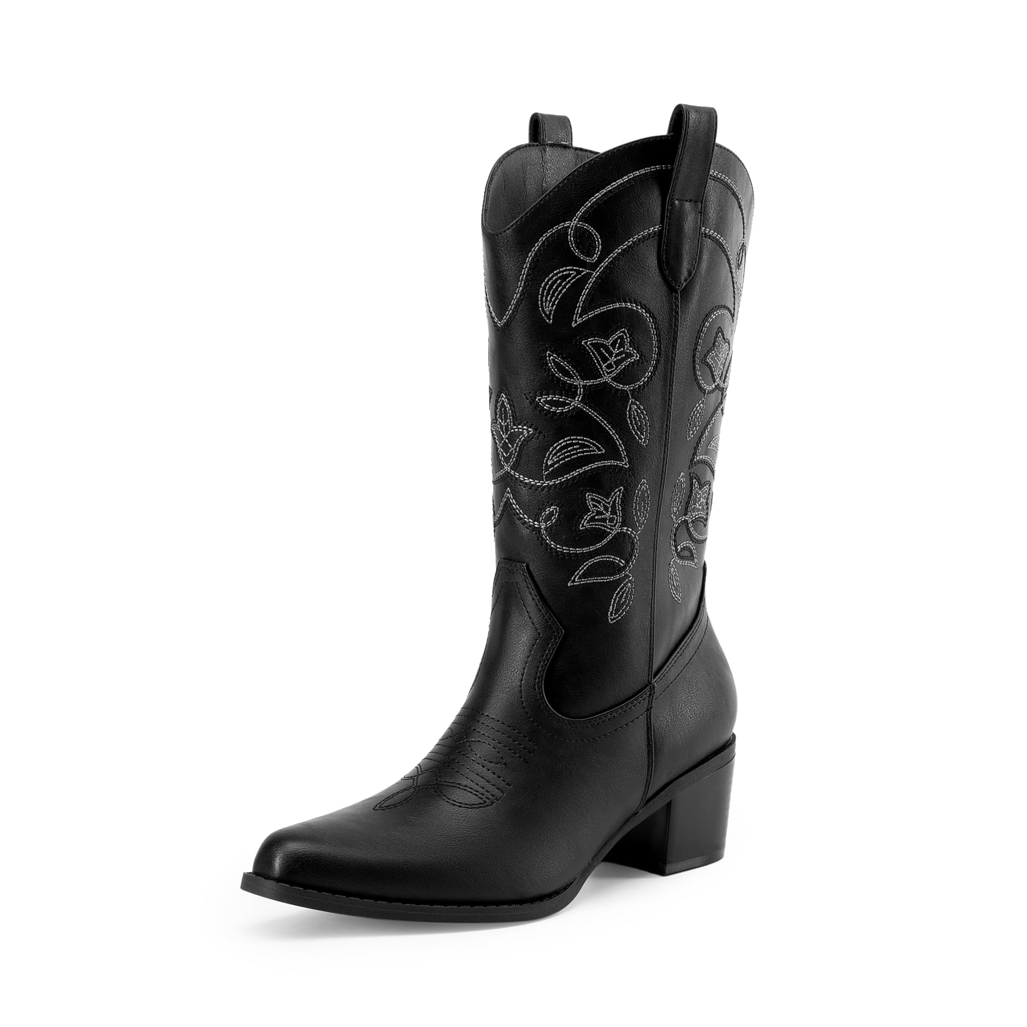 DREAM PAIRS Women's Western Mid Calf Boots Cowboy