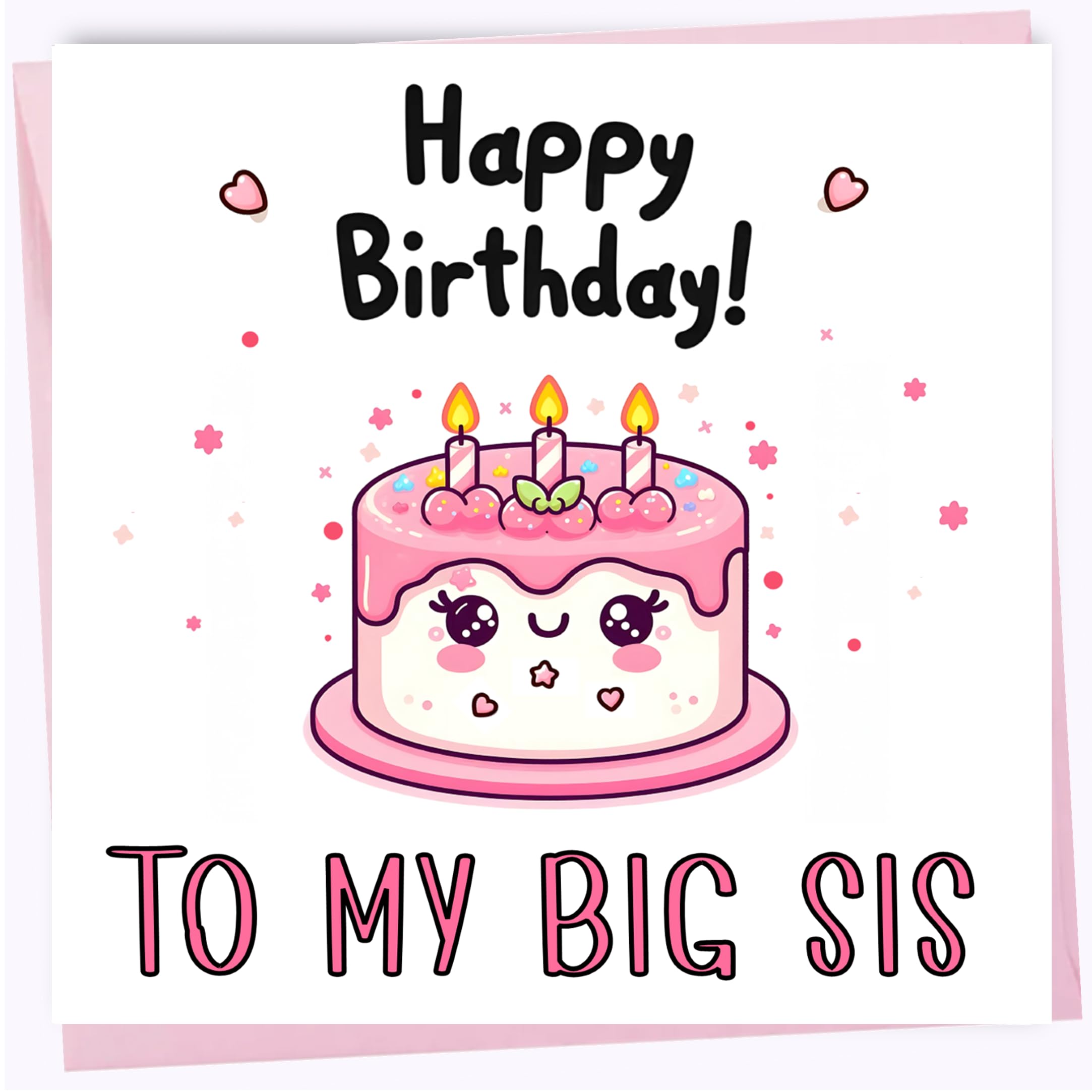 Printperfect - Happy Birthday Card For Big Sister – Cute Birthday Cake Card for 