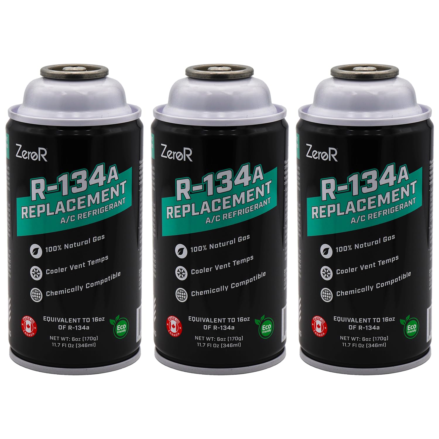 ZeroR AC Refrigerant R134a Replacement - Eco-Friendly, 100% Natural Hydrocarbon 