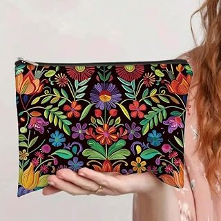 Animal Print Makeup Bag Polyester Canvas Zipper Travel Cosmetic Bag, Black/White, Animal Print